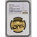 2022 Gold 100 Pounds (1 oz.) City Views - London Proof NGC PF 70 ULTRA CAMEO Box & COA