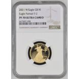 United States 2021 W Gold 10 Dollars (1/4 oz.) Eagle Portrait Proof NGC PF 70 ULTRA CAMEO