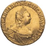Russia: Empire 1756 Gold 2 Rubles Elizaveta Ex-mount otherwise Very fine