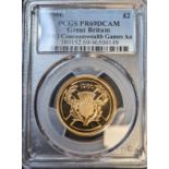 1986 Gold 2 Pounds XIII Commonwealth Games Proof PCGS PR69 DCAM