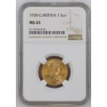 1958 Gold Sovereign NGC MS 65