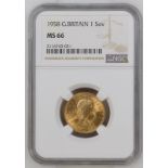 1958 Gold Sovereign NGC MS 66