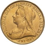 1893 Gold 2 Pounds (Double Sovereign) Tooled, smoothed surfaces