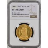 1887 Gold 2 Pounds (Double Sovereign) Proof (Royal Mint London) NGC PF 60 CAMEO