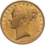 1860 Gold Sovereign E over E in DEI Very fine