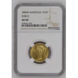 1884 M Gold Sovereign Shield NGC AU 58