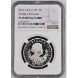 2022 Platinum 100 Pounds (1 oz.) Her Majesty Queen Elizabeth II Proof NGC PF 69 ULTRA CAMEO Box & CO