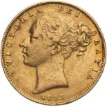1853 Gold Sovereign WW incuse About very fine