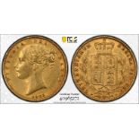 1853 Gold Sovereign WW raised PCGS AU55