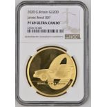 2020 Gold 200 Pounds (2 oz.) Bond, James Bond Proof NGC PF 69 ULTRA CAMEO Box & COA