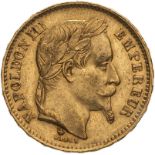 France Napoleon III 1868 A Gold 20 Francs Good very fine