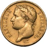 France Napoleon I 1812-A Gold 40 Francs Paris Very Fine, Lightly Cleaned