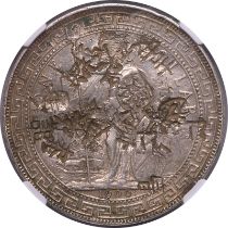 British Trade 1900-B Silver 1 Dollar Bombay NGC F Details (Chopmarked)