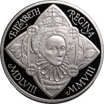 2008 Platinum 5 Pounds (Crown) Queen Elizabeth I Proof Piedfort Box & COA