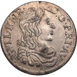 France: Orange (Principality) Guillaume-Henri de Nassau 1661 Silver 1/12 Écu About Extremely Fine