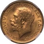 1925-M Gold Sovereign Melbourne NGC MS64