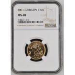 2001 Gold Sovereign Equal-finest NGC MS 68