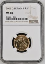 2001 Gold Sovereign Equal-finest NGC MS 68