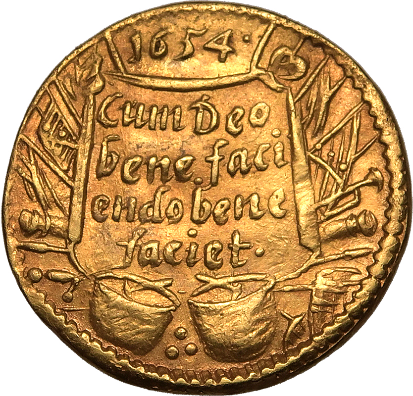 German States: Duchy of Saxe-Weimar Wilhelm IV 1654 Gold Half Ducat Very Rare Extremely Fine - Image 2 of 2