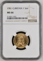 1981 Gold Sovereign NGC MS 66