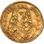 German States: Duchy of Saxe-Weimar Wilhelm IV 1654 Gold Half Ducat Very Rare Extremely Fine