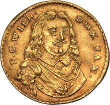 German States: Duchy of Saxe-Weimar Wilhelm IV 1654 Gold Half Ducat Very Rare Extremely Fine