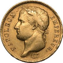France Napoleon I 1811-A Gold 40 Francs Paris Very Fine Lightly Cleaned