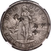 Philippines: USA 1903 Silver Peso Philadelphia NGC VF Details (Chopmarked)