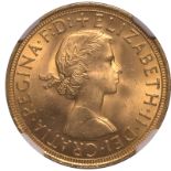 1957 Gold Sovereign Equal-Finest NGC MS66