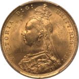 1890-S Gold Sovereign Sydney Second Legend DISH-S14 PCGS MS63