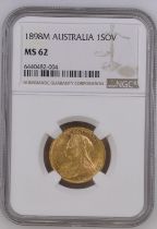 1898 M Gold Sovereign NGC MS 62