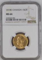 1919 C Gold Sovereign NGC MS 64