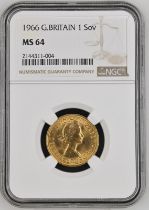 1966 Gold Sovereign NGC MS 64