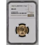 1967 Gold Sovereign NGC MS 65
