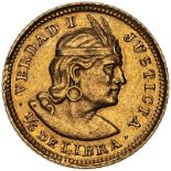 Peru 1925 Gold 1/5 Libra Extremely fine