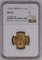 1964 Gold Sovereign NGC MS 64