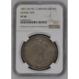 1847 Silver Crown Gothic Proof ("undecimo" on edge) NGC PF 50
