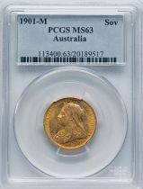 1901 M Gold Sovereign PCGS MS63