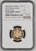 2022 Gold Sovereign Platinum Jubilee Proof Piedfort NGC PF 70 ULTRA CAMEO Box & COA