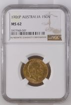 1906 P Gold Sovereign NGC MS 62