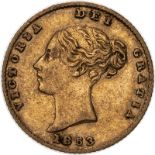 1853 Gold Half-Sovereign About very fine