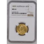 1889 S Gold Sovereign Second Legend NGC MS 61