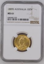 1889 S Gold Sovereign Second Legend NGC MS 61