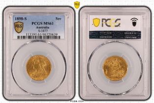 1898 S Gold Sovereign PCGS MS61