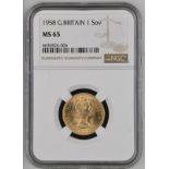 1958 Gold Sovereign NGC MS 65