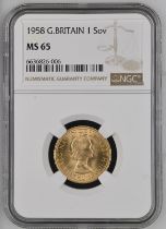 1958 Gold Sovereign NGC MS 65