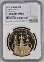 2023 Gold 5 Pounds (Crown) Coronation of King Proof NGC PF 69 ULTRA CAMEO Box & COA