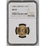 1980 Gold Sovereign NGC MS 65