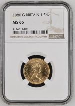 1980 Gold Sovereign NGC MS 65