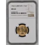 1962 Gold Sovereign NGC MS 64